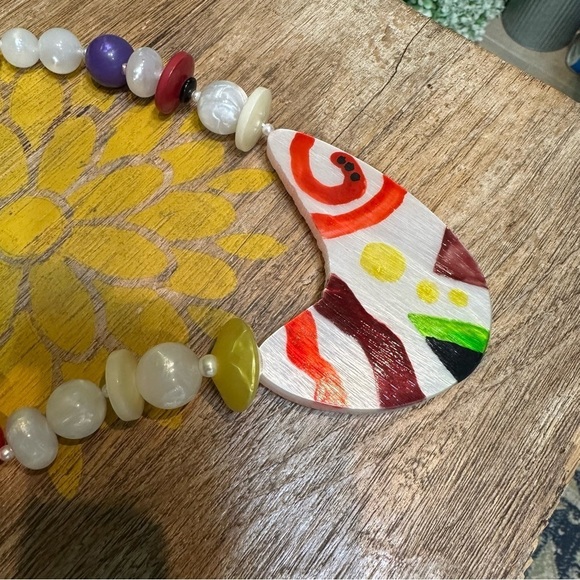 Vintage 80s colorful beaded statement necklace - Picture 6 of 10